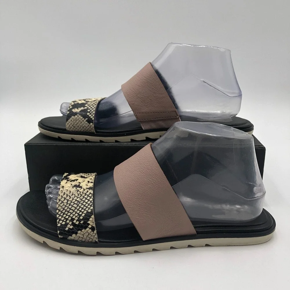 Sorel Ella II Slide Sandals‎ Women's 8 Mauve Pink Leather Slip On Comfort Shoes